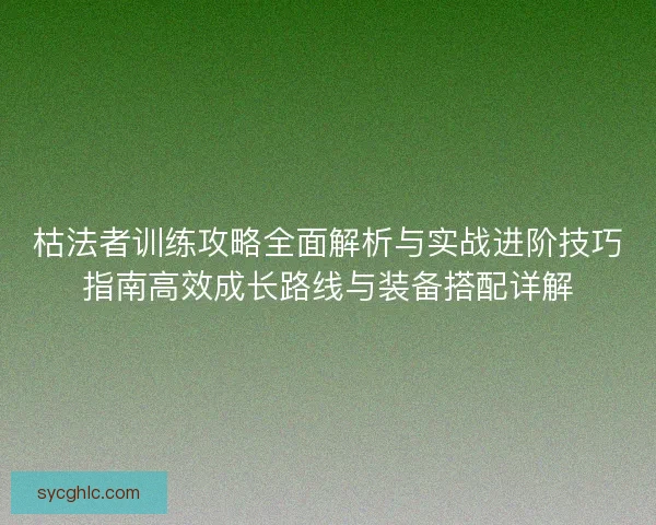 枯法者训练攻略全面解析与实战进阶技巧指南高效成长路线与装备搭配详解