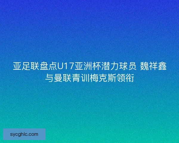 亚足联盘点U17亚洲杯潜力球员 魏祥鑫与曼联青训梅克斯领衔